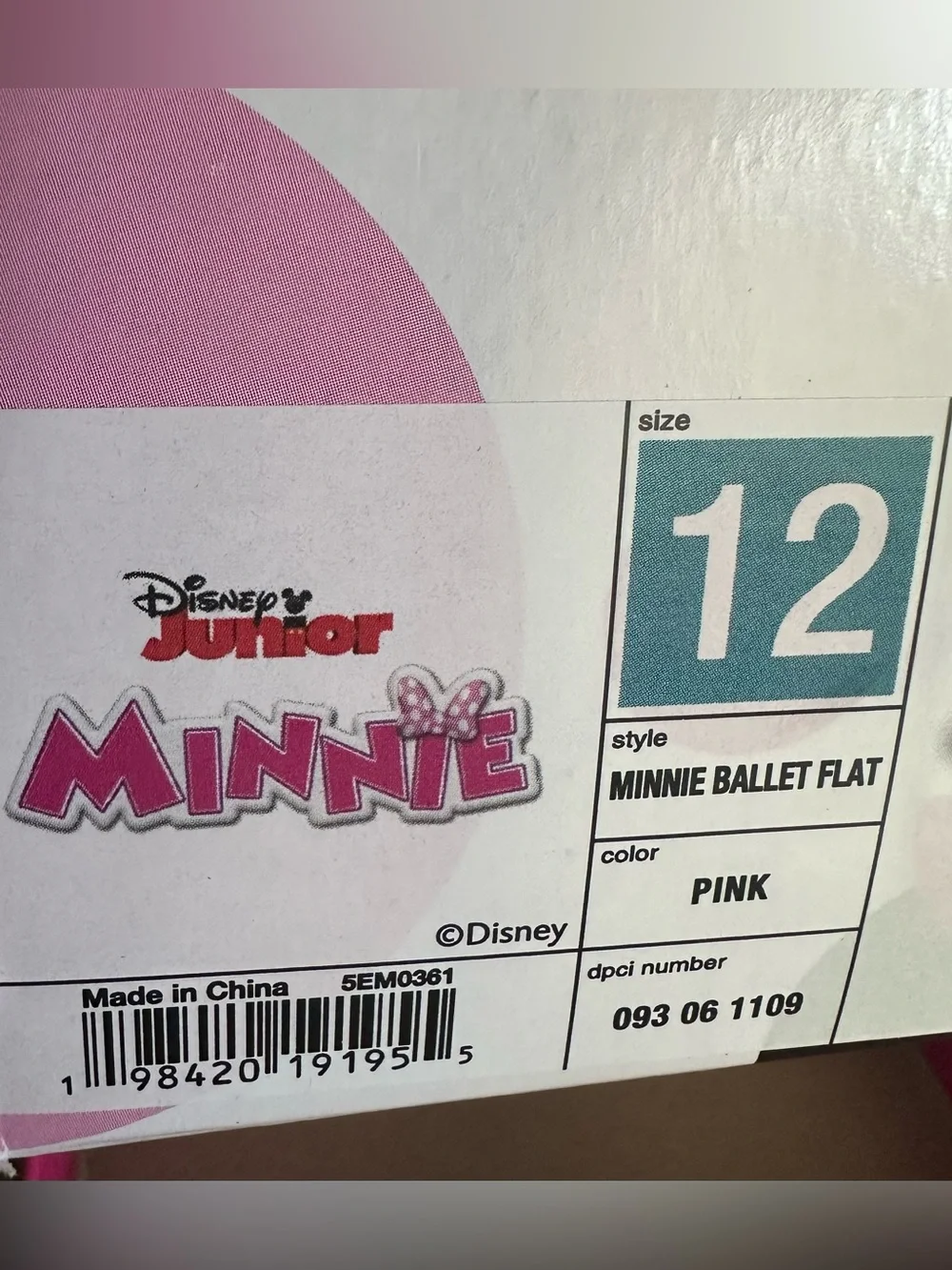 Disney Minnie Ballet Flat Pink Glitter Mary Jane Shoes with Polka Dot Bow NEW